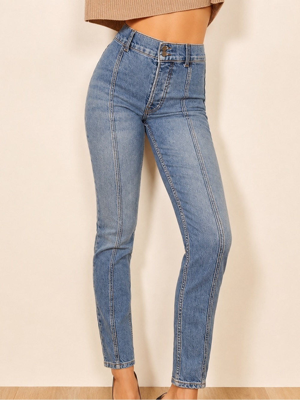 Reformation Charlie Straight Seamed Jeans Medium Wash Size 25 High Rise ✨